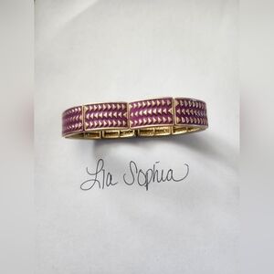 LIA SOPHIA Gold and Purple Stretch Bracelet